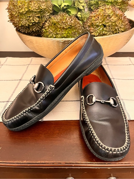 Peter Millar Size 10.5 Black Leather Loafers EUC Preppy Slip On Sleek Modern Chi